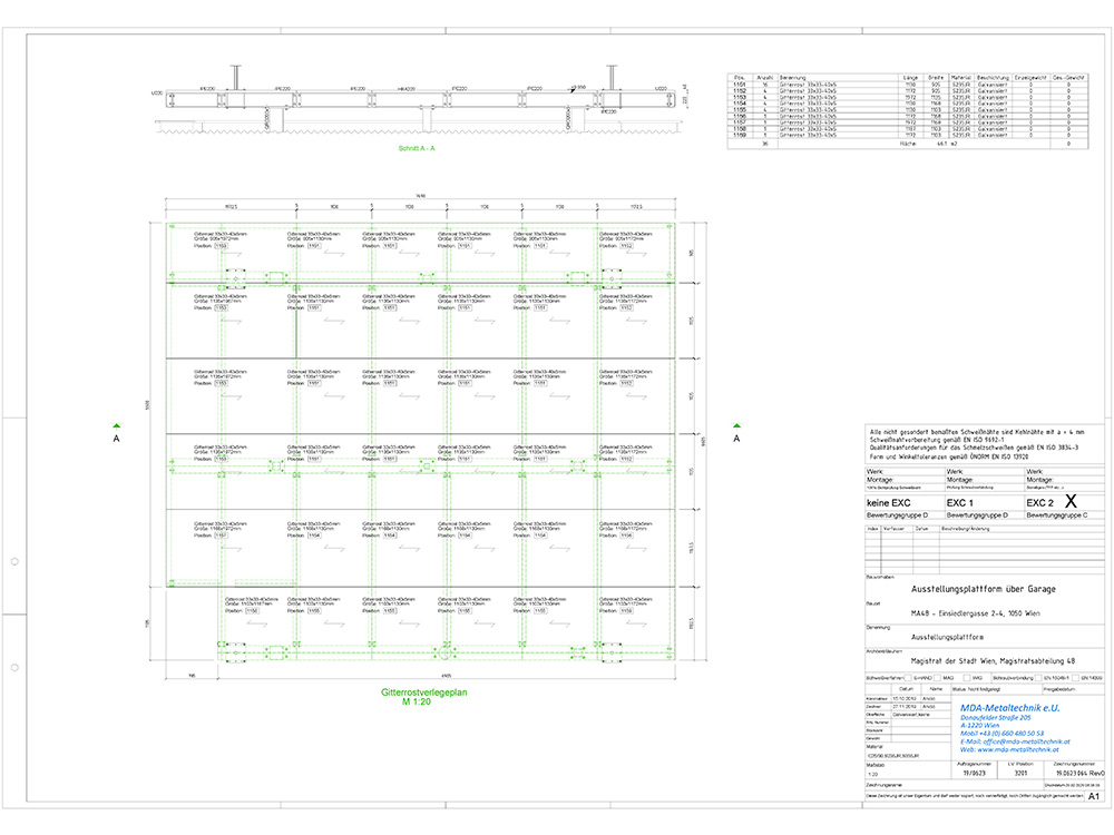 Gitterrostverlegeplan